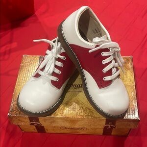 White and Red Saddle Shoes